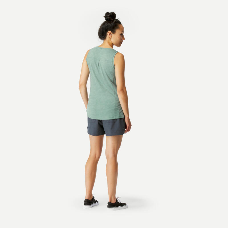 Camisola de Alças de Lã Merino de Trekking em Viagem - TRAVEL 500 Mulher 