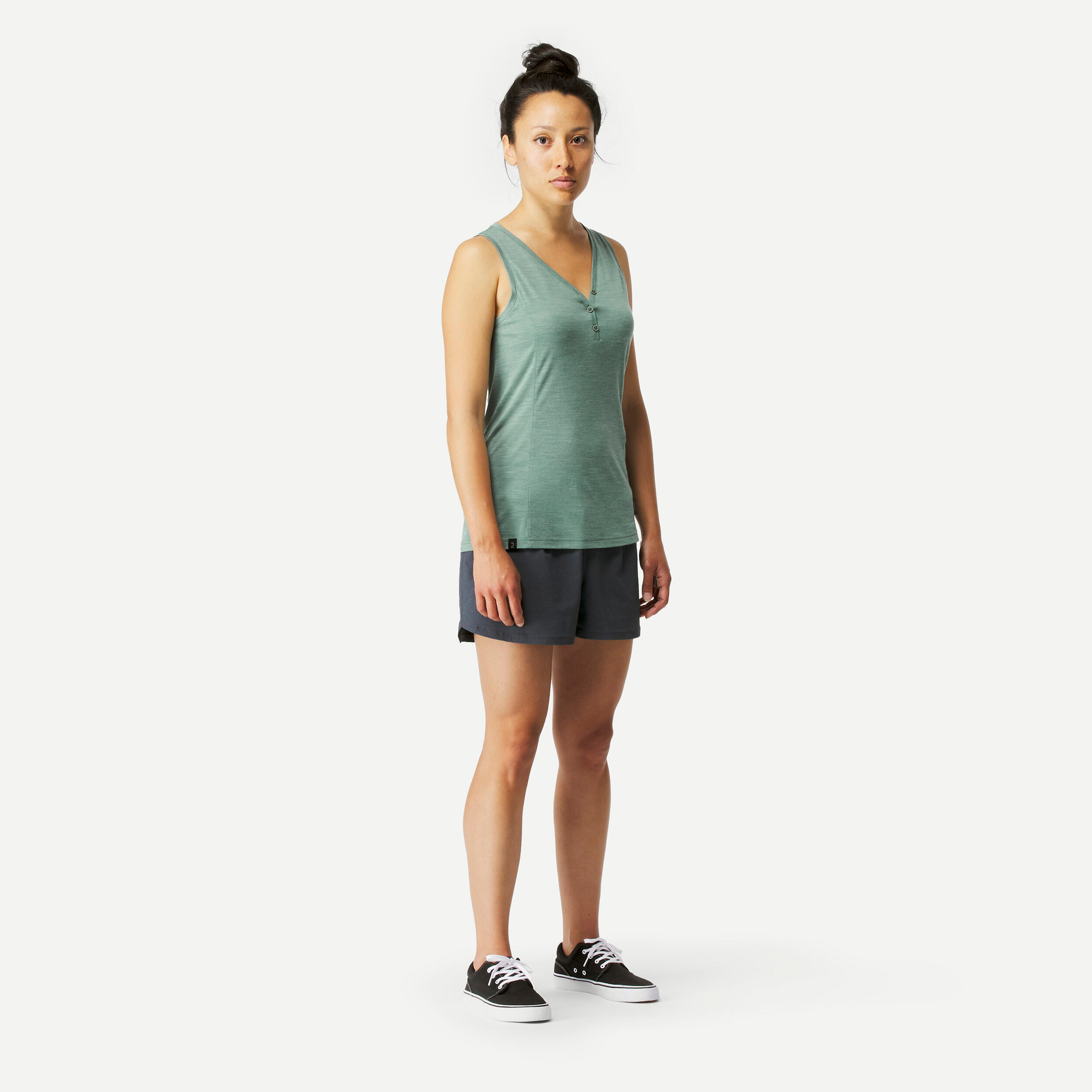 Women's merino wool trekking & travel tank top- Travel 500  3/7