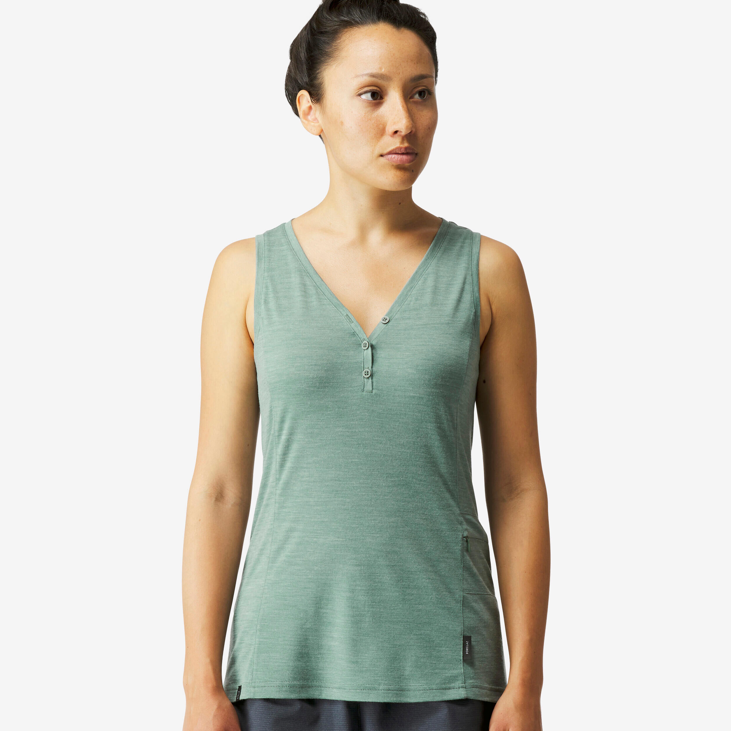 FORCLAZ Women's merino wool trekking & travel tank top- Travel 500 