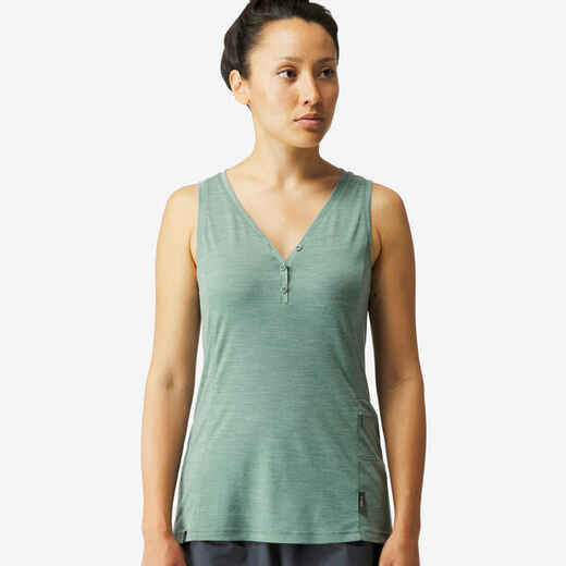
      Sieviešu trekinga merīnvilnas krekls bez piedurknēm “Travel 500”, zaļš
  