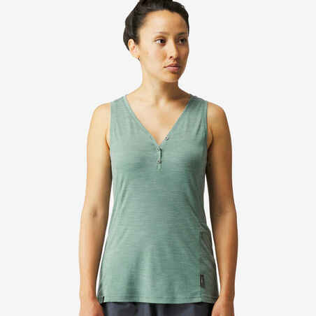 Women's merino wool trekking & travel tank top- Travel 500 