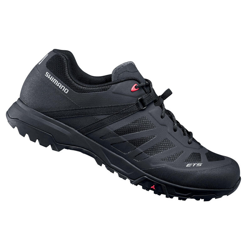 CHAUSSURES VELO VTT ALL MOUNTAIN HOMME - SHIMANO ET500 NOIR/ROUGE