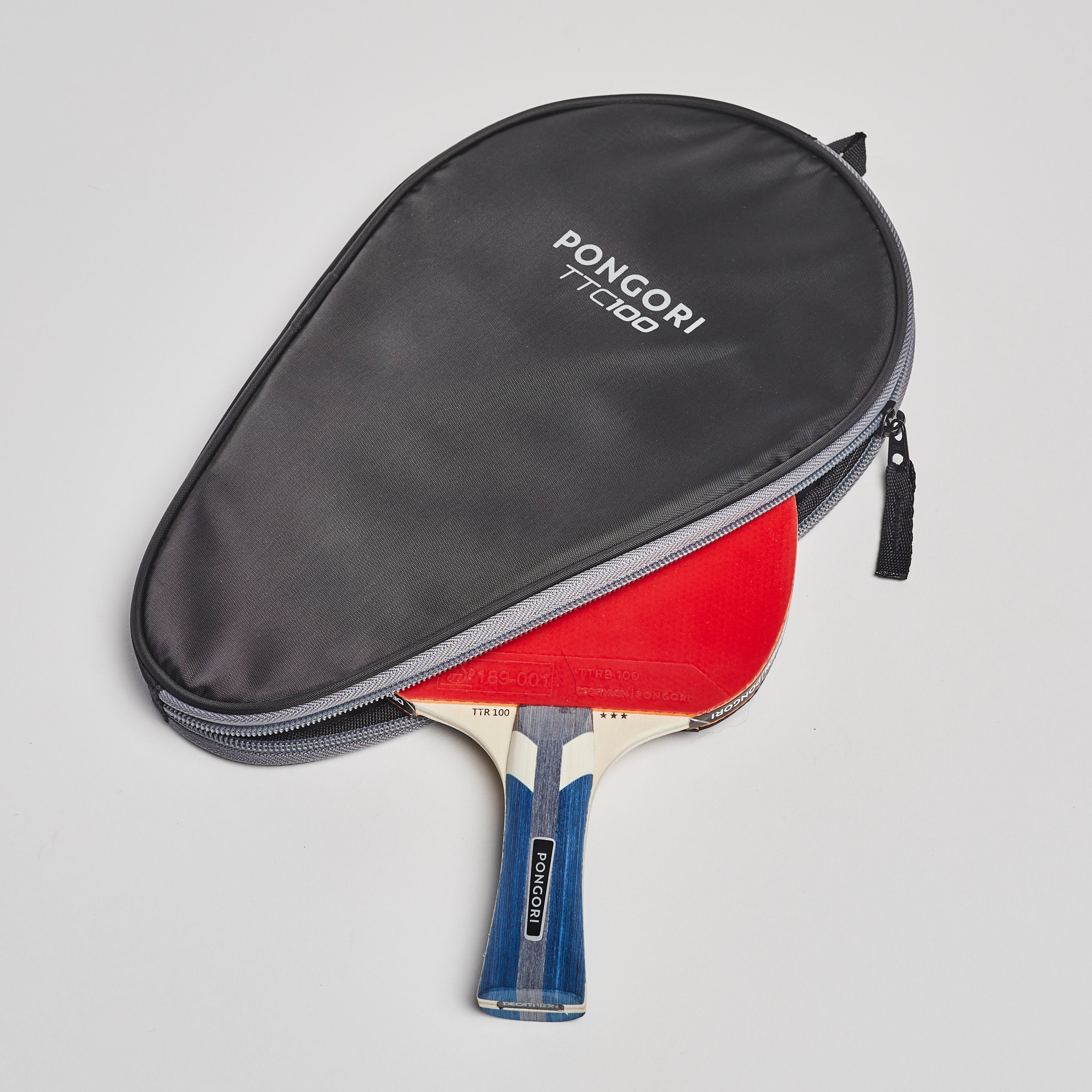 Table Tennis Racket Cover - TTC 100 Black/Grey - PONGORI