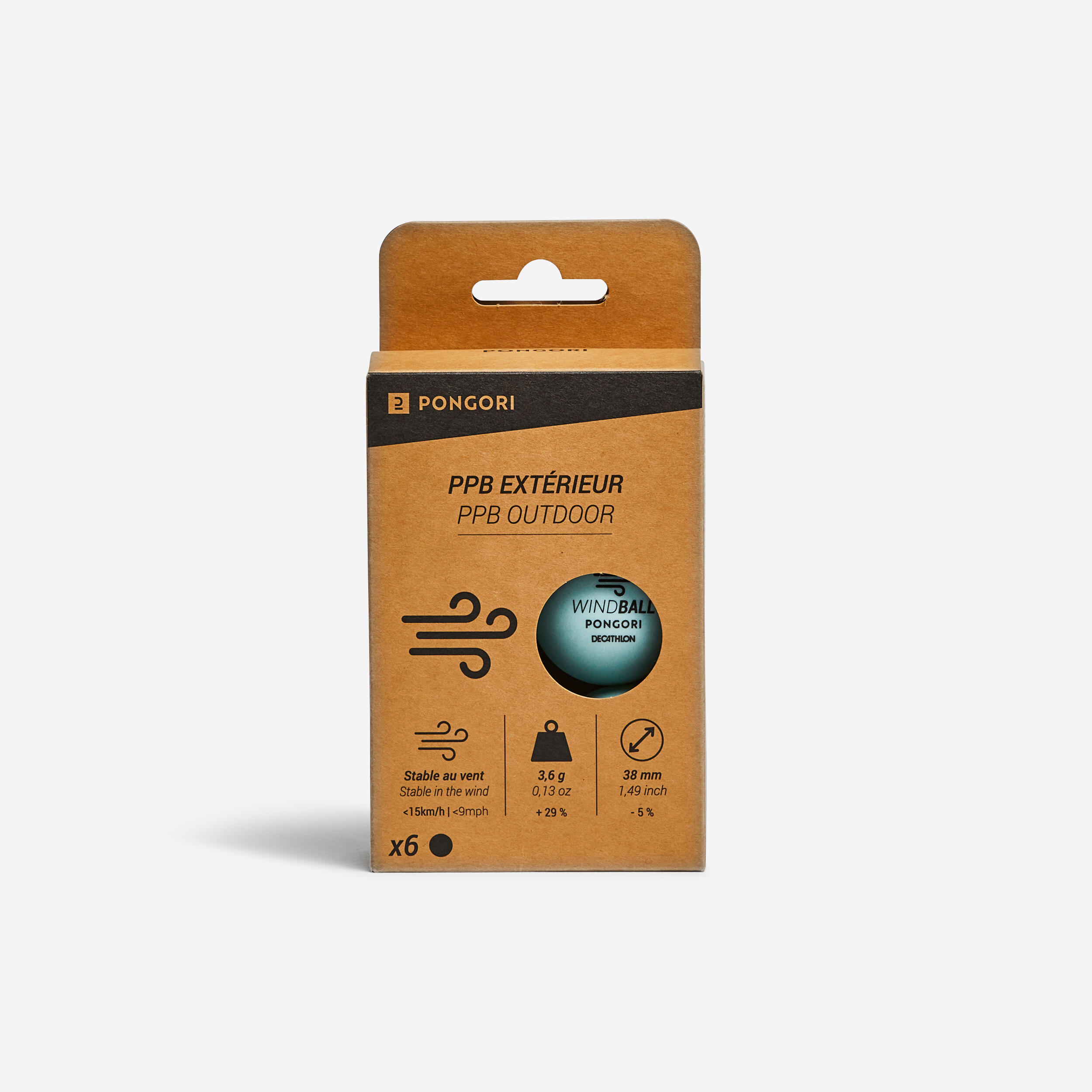 Pack of 6 Wind-Resistant Outdoor Table Tennis Balls - PONGORI