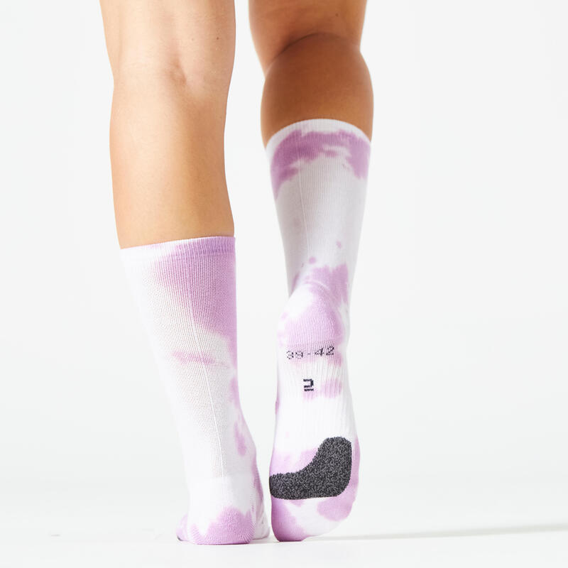 Calcetines fitness media caña x2 Domyos blanco rosa