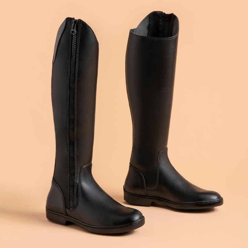 500 Adult Synthetic Horse Riding Jodhpur Boots Black Decathlon