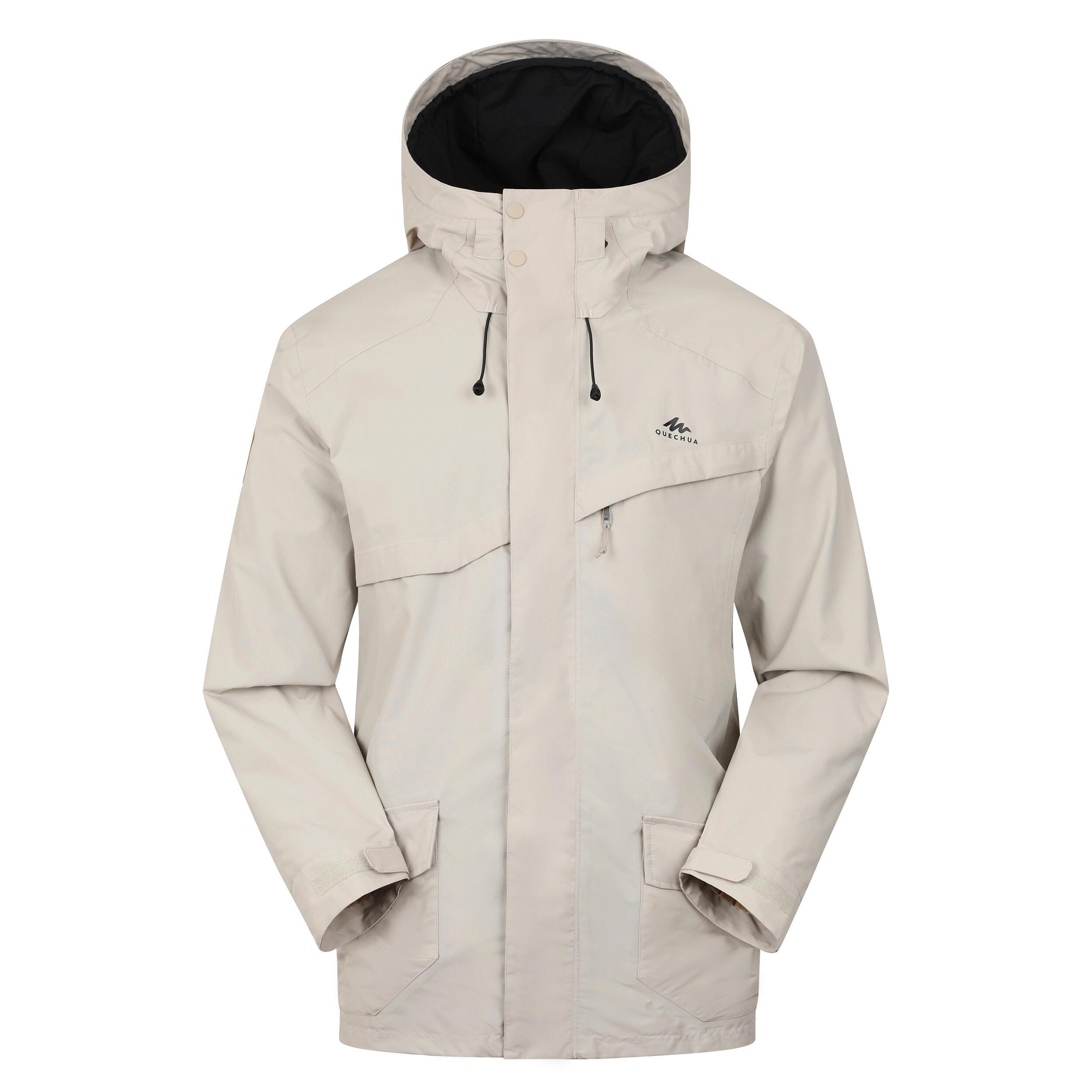 Quechua Men's NH500 Waterproof Hiking Jacket - Beige