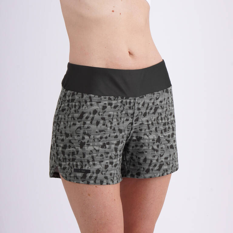 Women's printed running shorts Dry - dark green