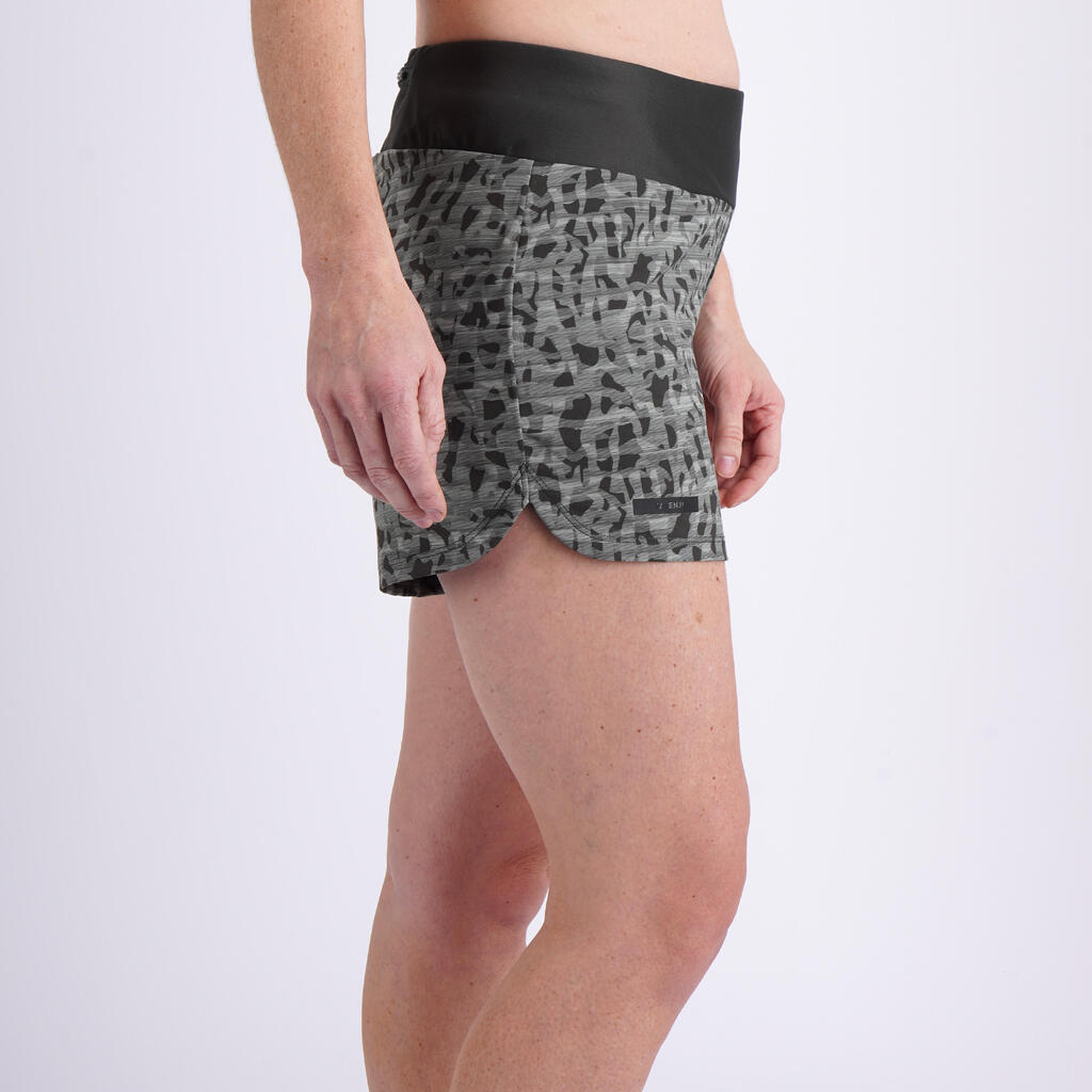 Laufshorts Damen - Dry braun mit Print 