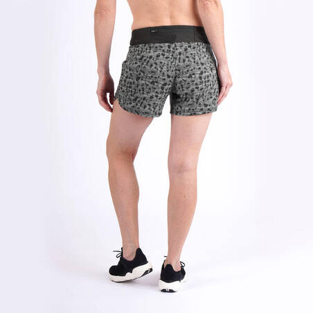 Women's printed running shorts Dry - dark green