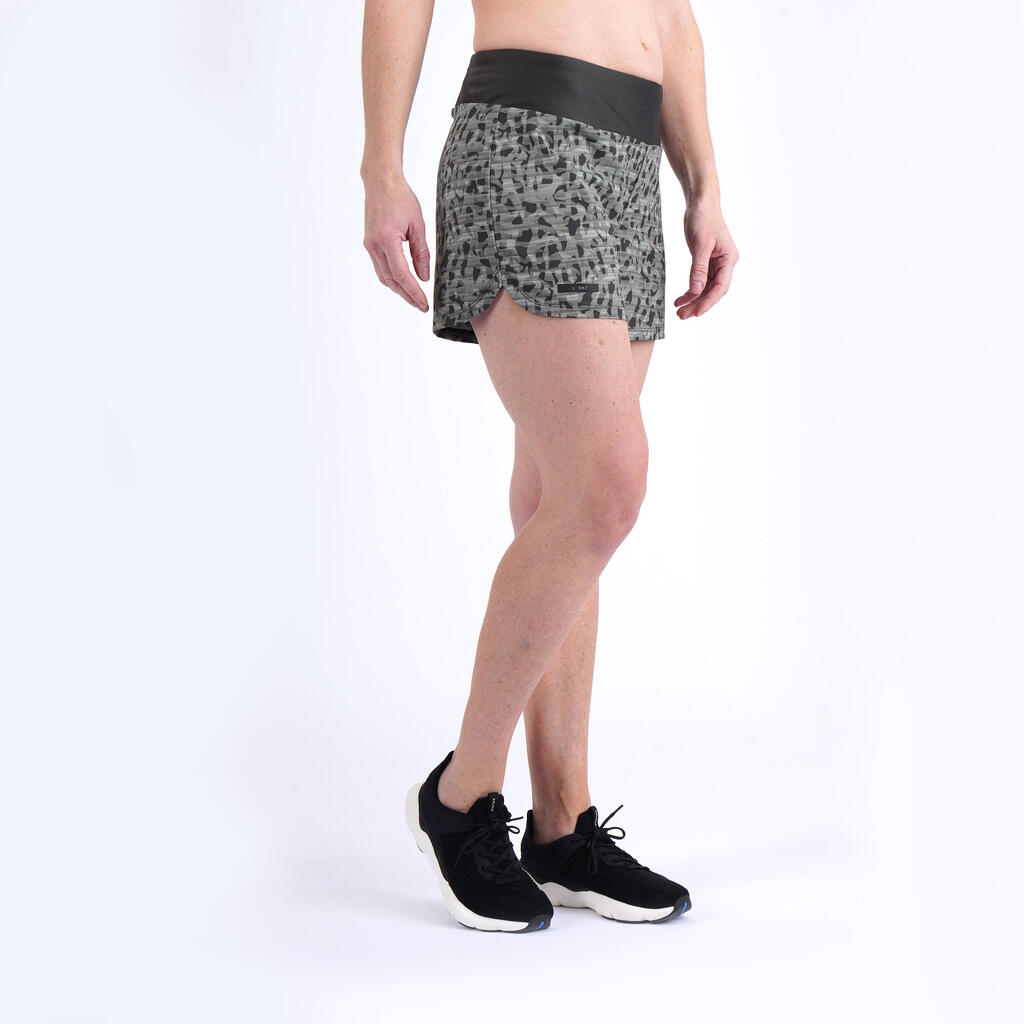 Laufshorts Damen - Dry braun mit Print 