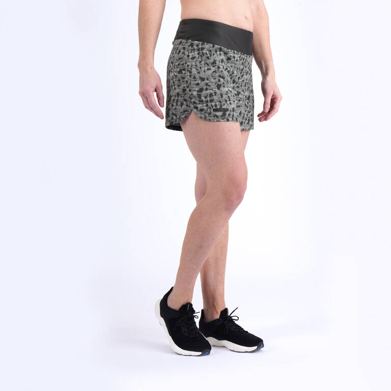 Women's printed running shorts Dry - dark green