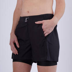 Women's Running Breathable 2-in-1 Shorts - KIPRUN Run 500 Dry Black