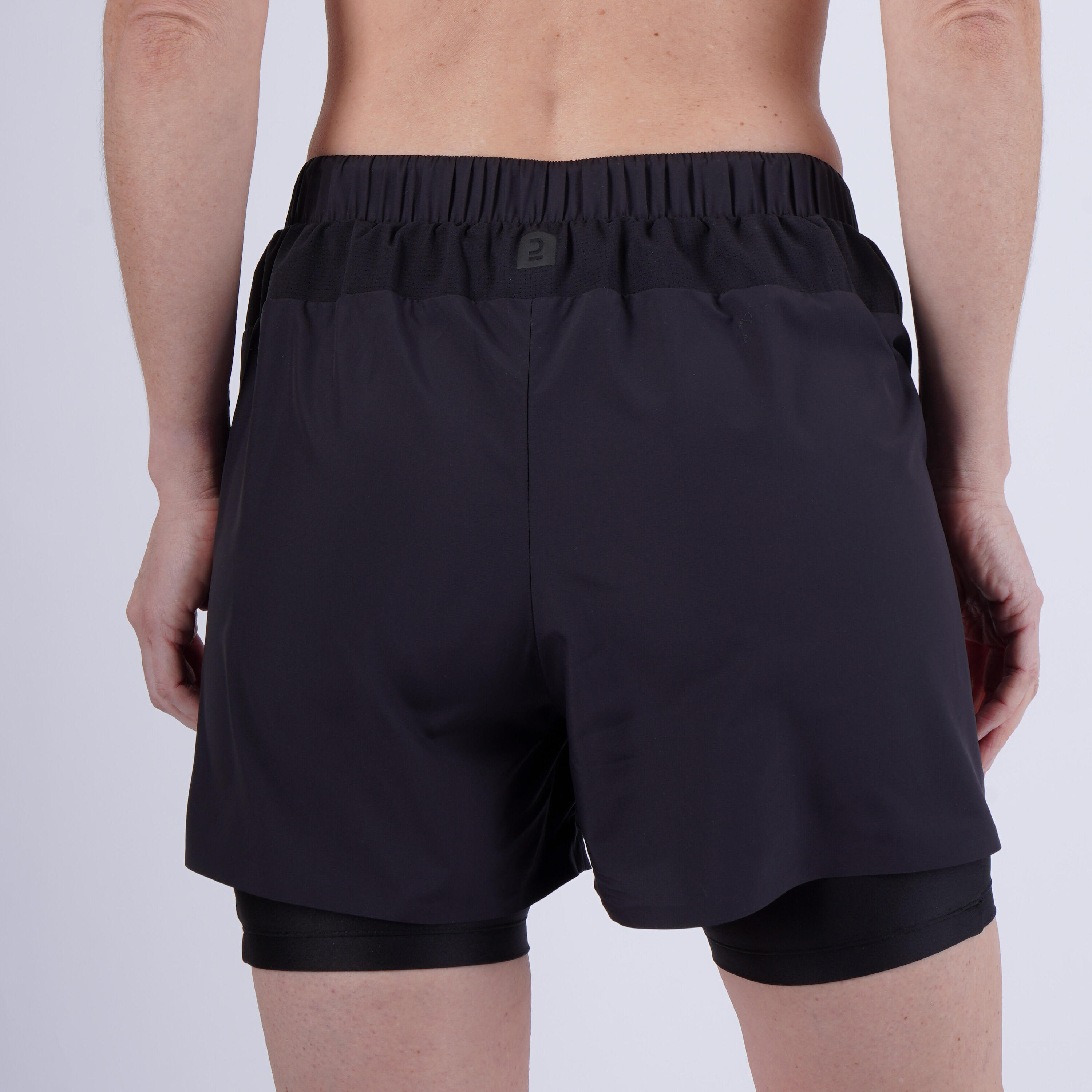 Women's Running Breathable 2-in-1 Shorts - KIPRUN Run 500 Dry Black 5/7