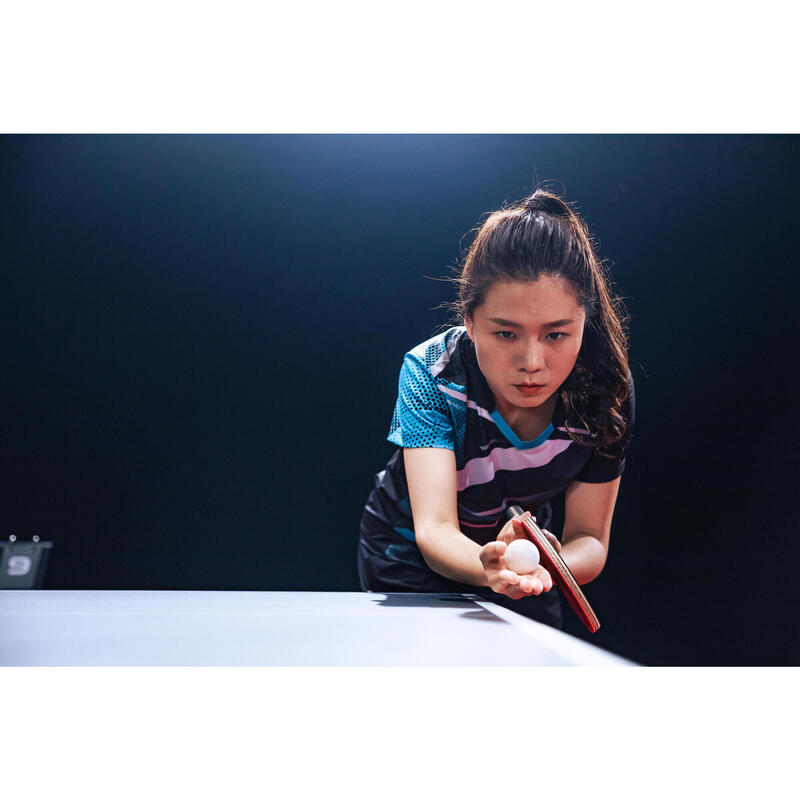 Women's Table Tennis T-Shirt TTP560 - Black/Blue