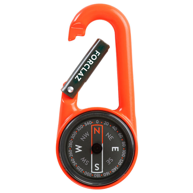 Brújula Mosquetón Orientación Compacta 50 Naranja