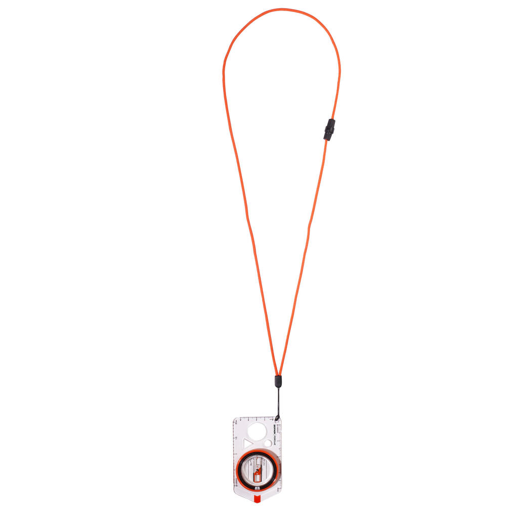 BRÚJULA DE ORIENTACIÓN DE PLACA PARA SENDERISMO EXPLORER 500 NARANJO
