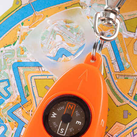 50 MULTI-PURPOSE WHISTLE AND ORIENTEERING COMPASS - ORANGE