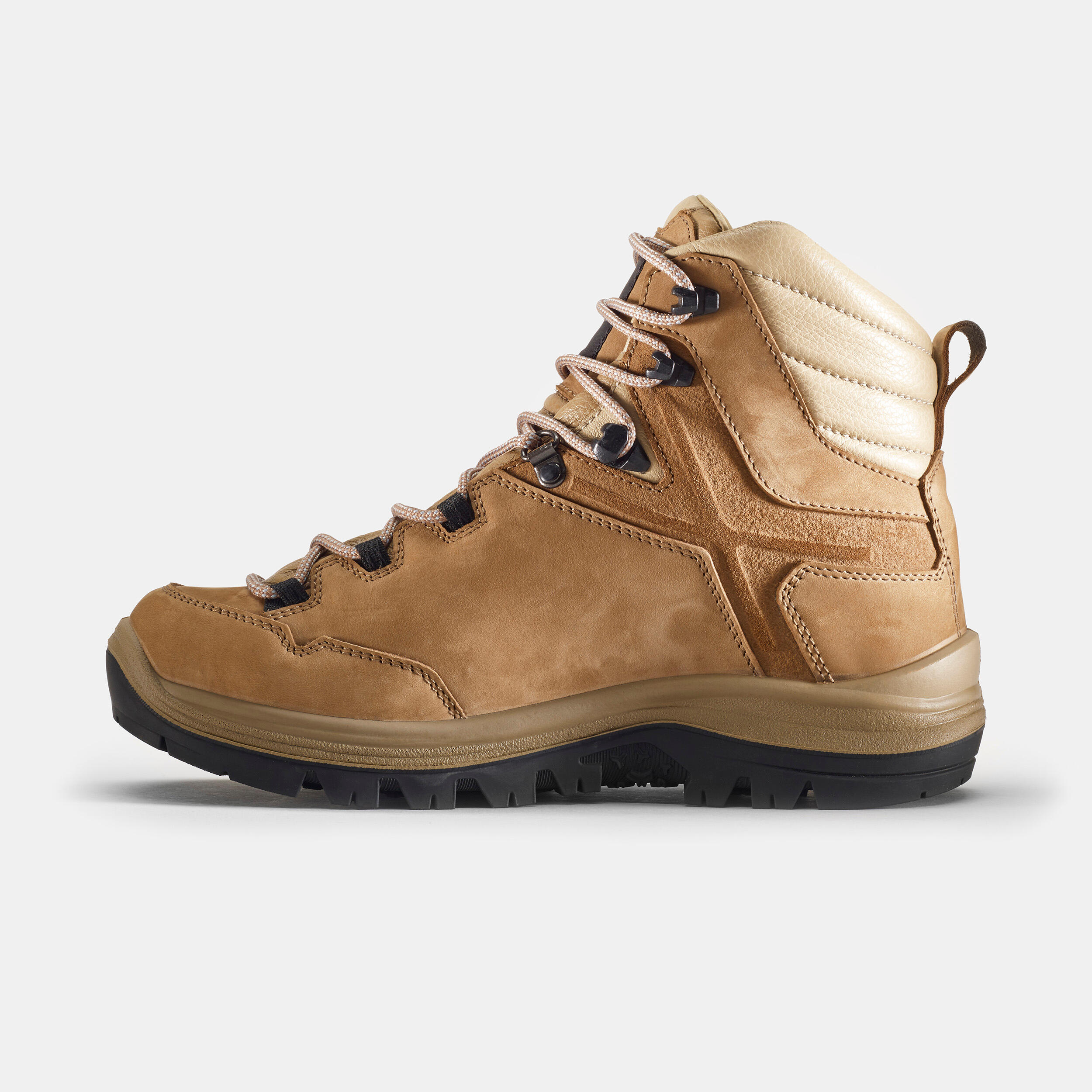 Women's Leather Hiking Boots – MT 500 - Cinnamon - Forclaz - Decathlon