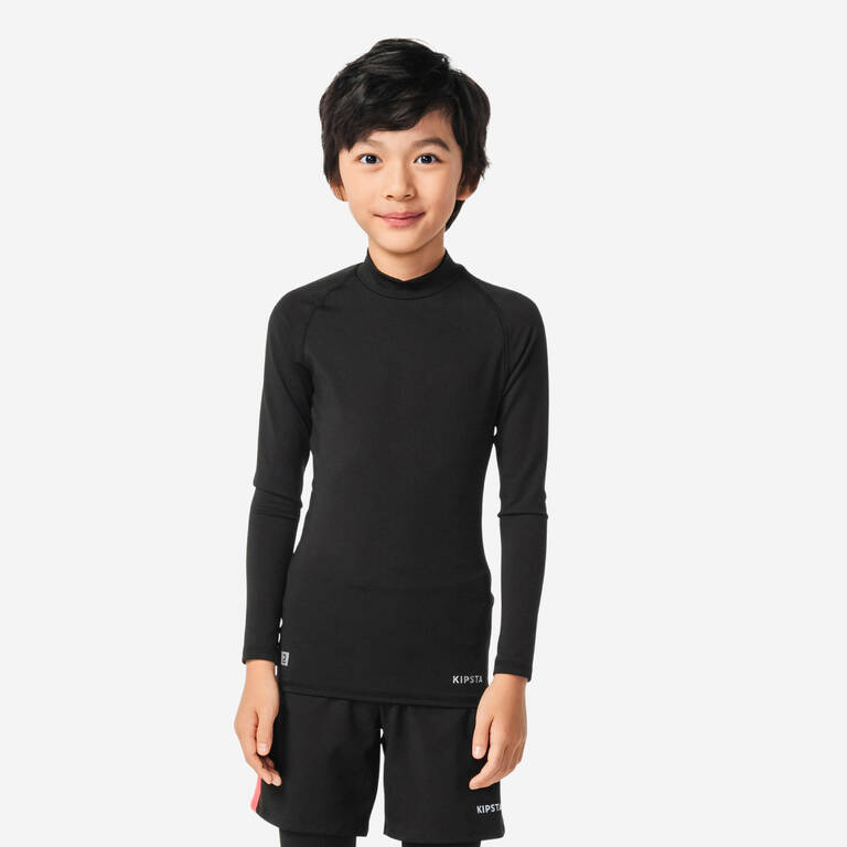 Kids Football Long-Sleeve Compression Base Layer Tight Keepcomfort 100 Black