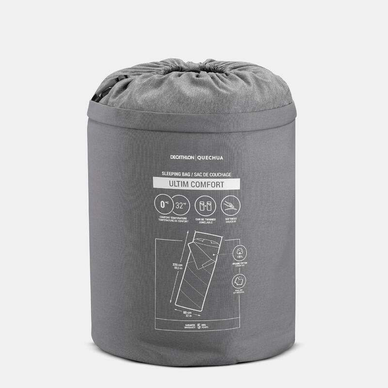 Sac de dormit de camping 0° bumbac, Arpenaz