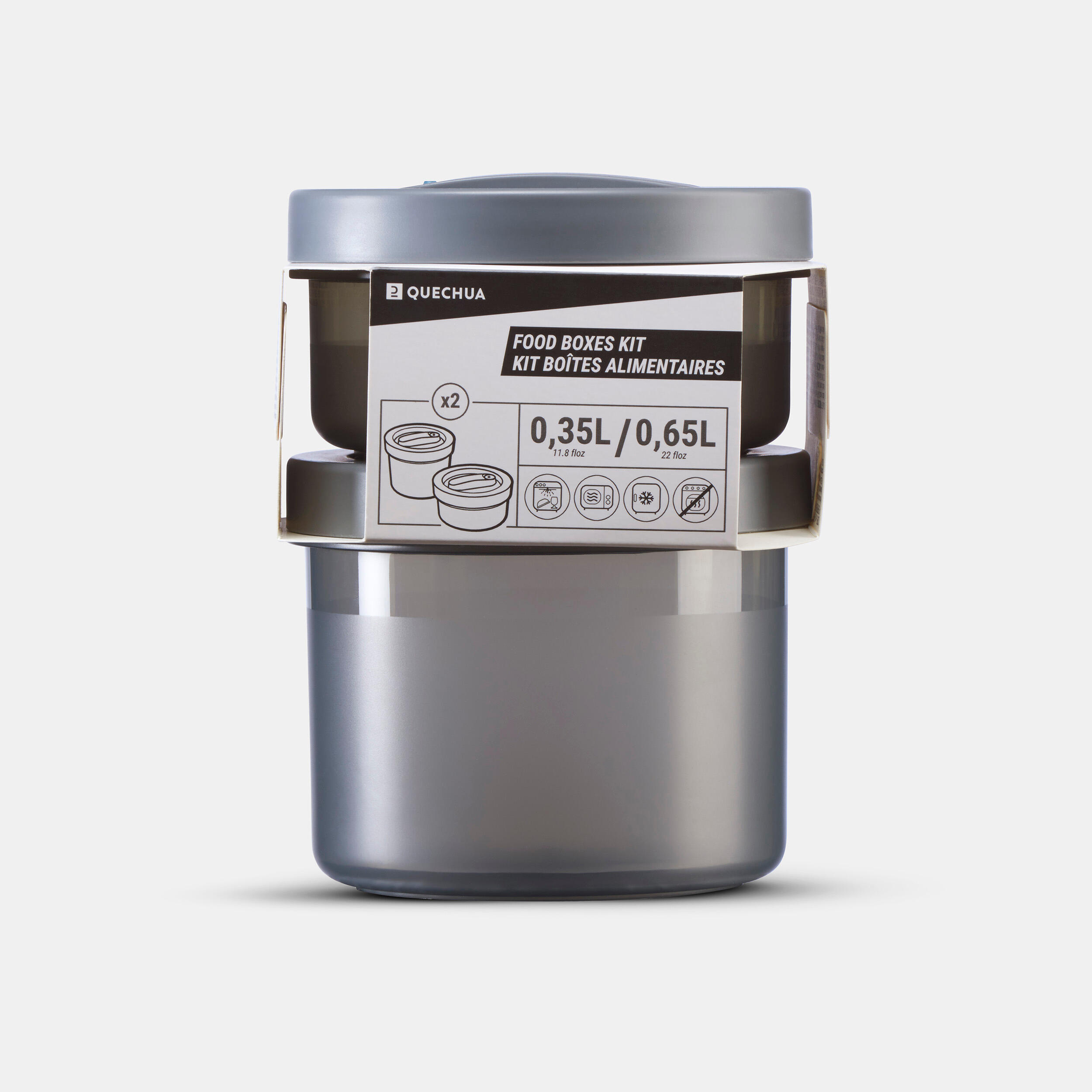 2 airtight food box kit - 0.35 and 0.65 Litre 2/2
