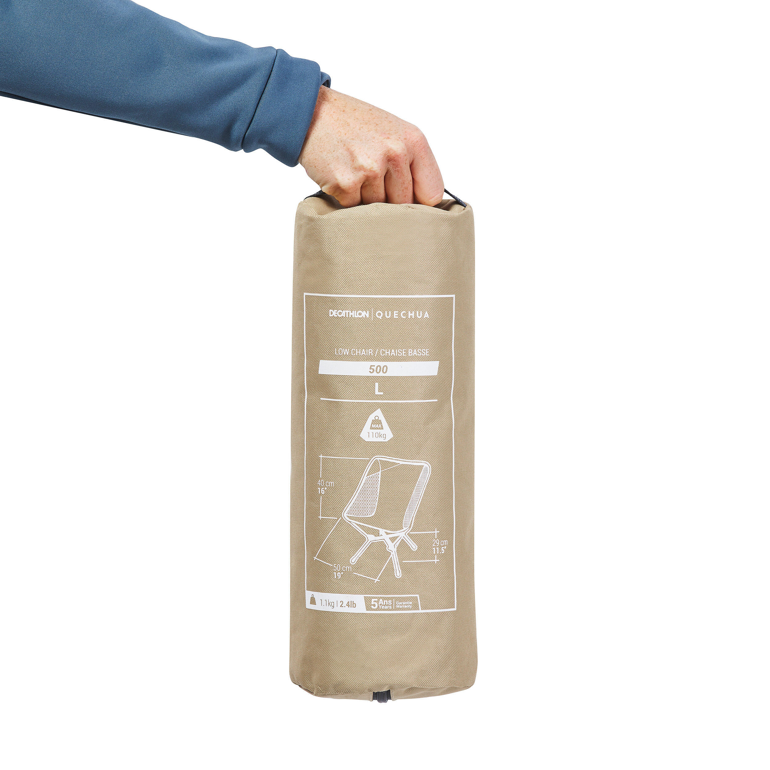 LOW FOLDING CAMPING CHAIR MH500 BEIGE