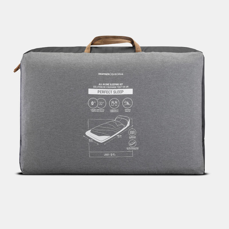 Sac de dormit de camping 5°C bumbac, 2 în 1, Perfect Sleep