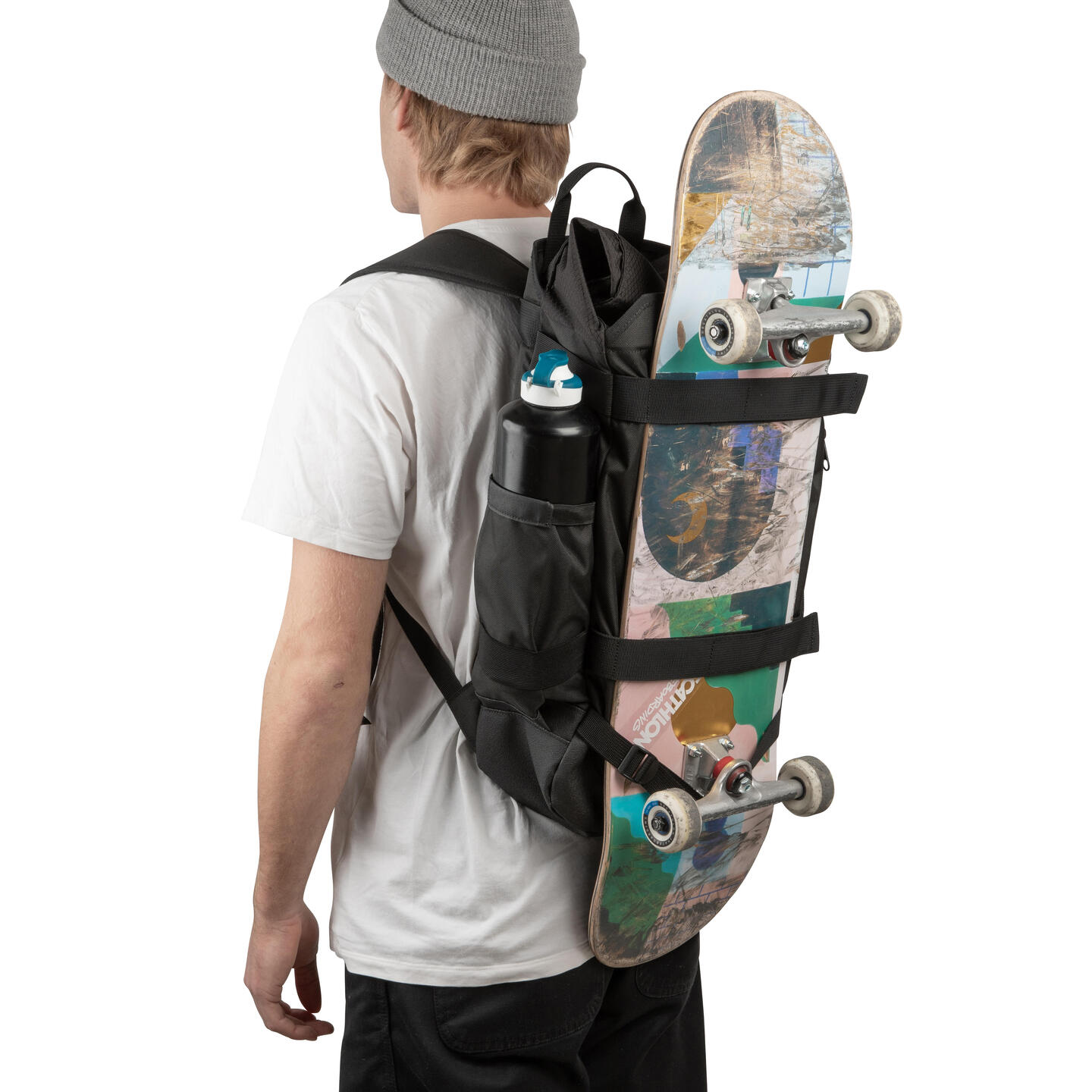 Rolltop Skateboard Backpack with BuiltIn Skateboard Tool BP500