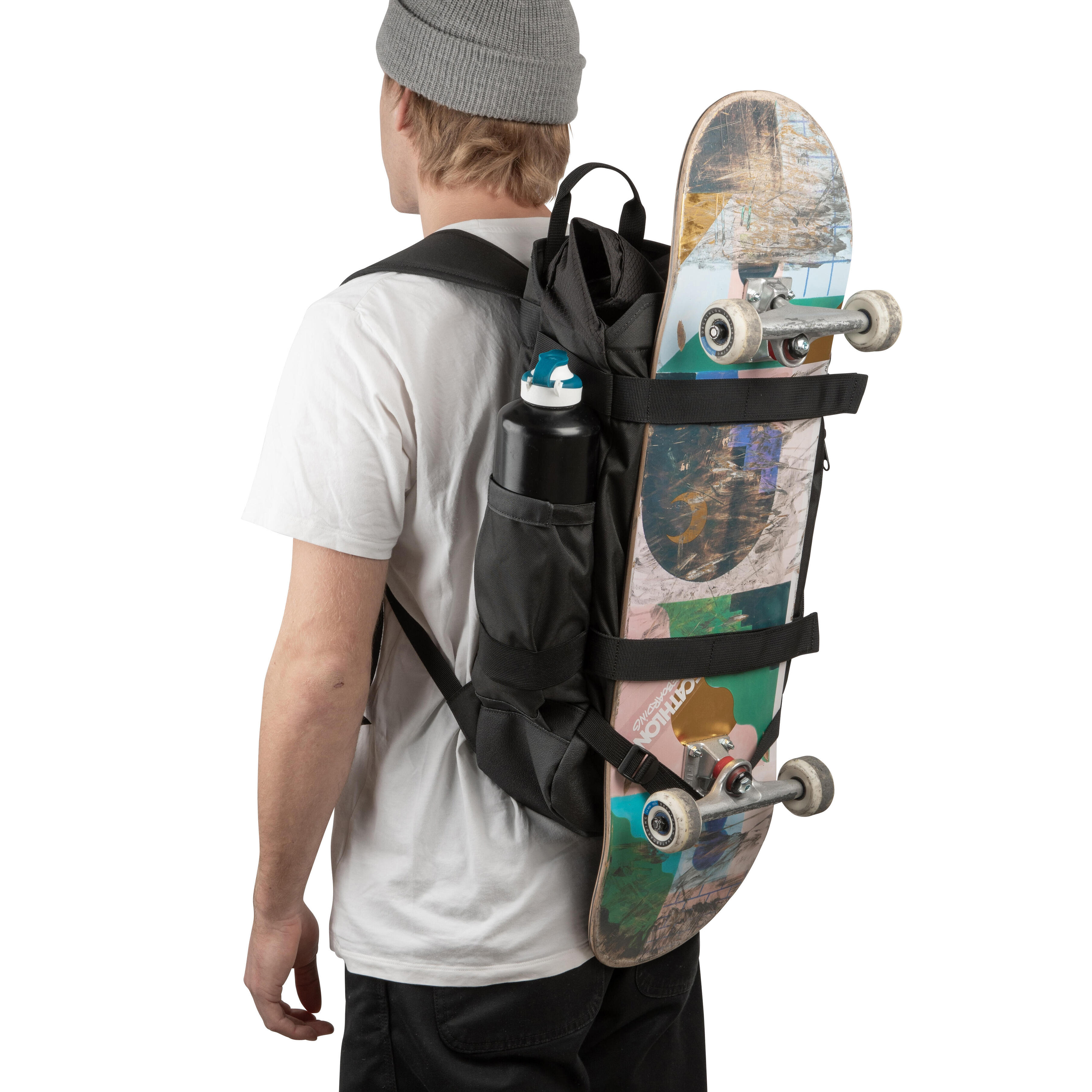 Rolltop Skateboard Backpack with BuiltIn Skateboard Tool BP500