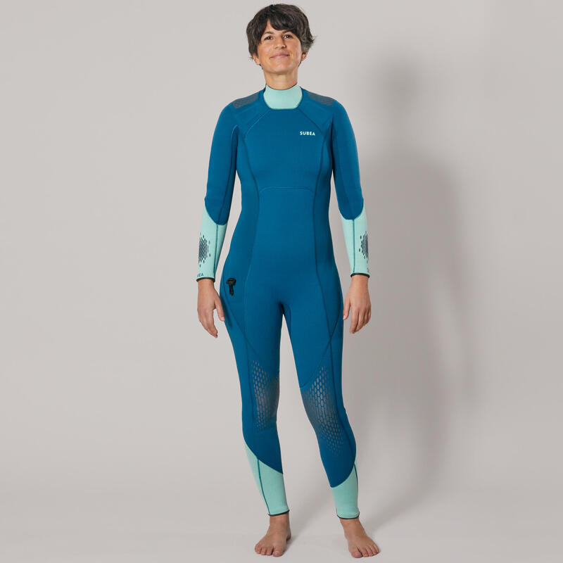 Fato de mergulho neoprene 3 mm Mulher - SCD 900 azul