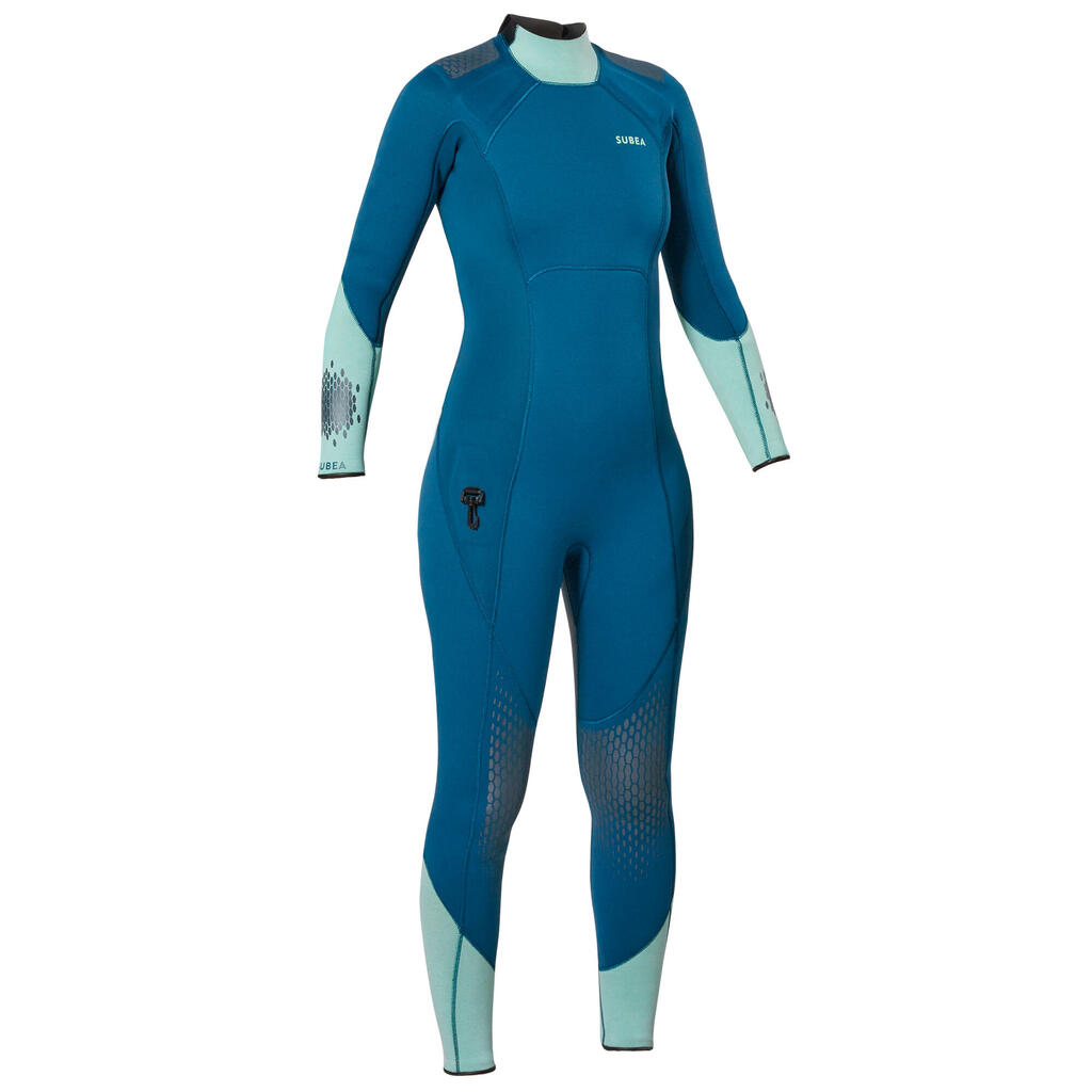 Sieviešu neoprēna hidrotērps niršanai ar akvalangu “SCD 500”, 3 mm, pelēks, zils