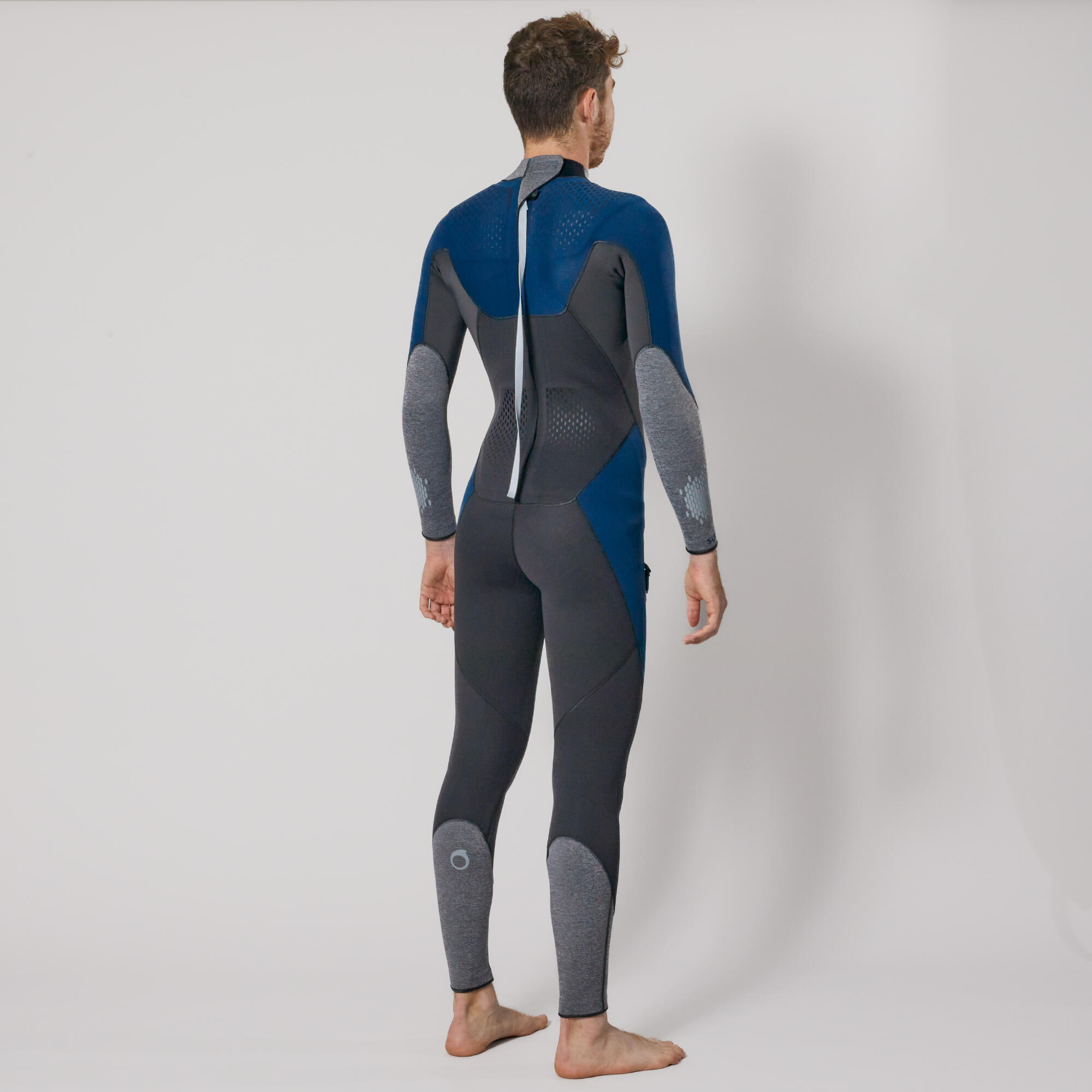 Men's diving wetsuit 3 mm neoprene SCD 900 blue and grey 3/9