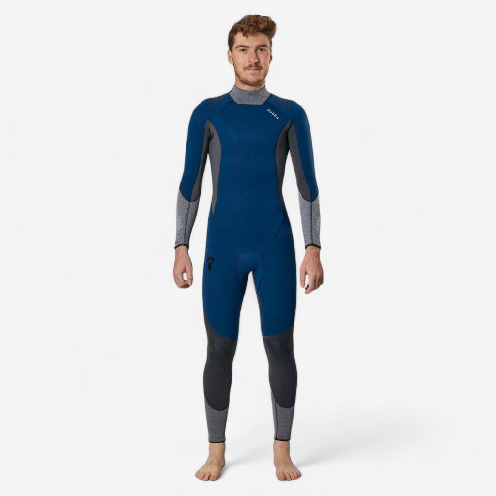 Men's diving wetsuit 3 mm neoprene SCD 900 blue and grey