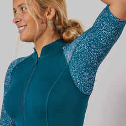 Women's top anti-UV short-sleeved 1.5 mm neoprene navy blue