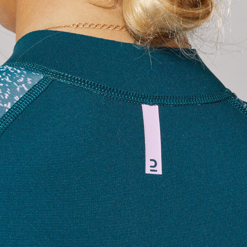 Uv-werend zwemshirt met korte mouwen voor dames neopreen 1,5 mm marineblauw