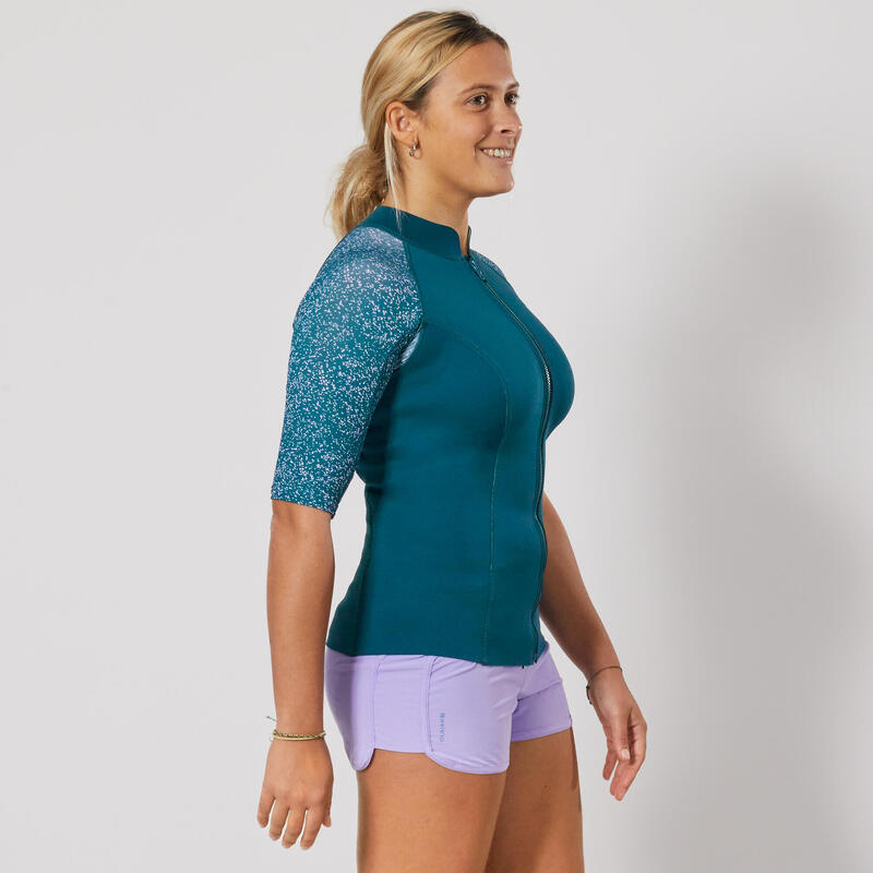 Top Anti-UV Mujer Azul Marino Manga Corta Neopreno 1,5 mm