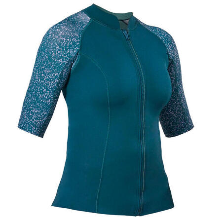 Rashguard kortärmad UV-skydd neopren 1,5 mm - dam marinblå