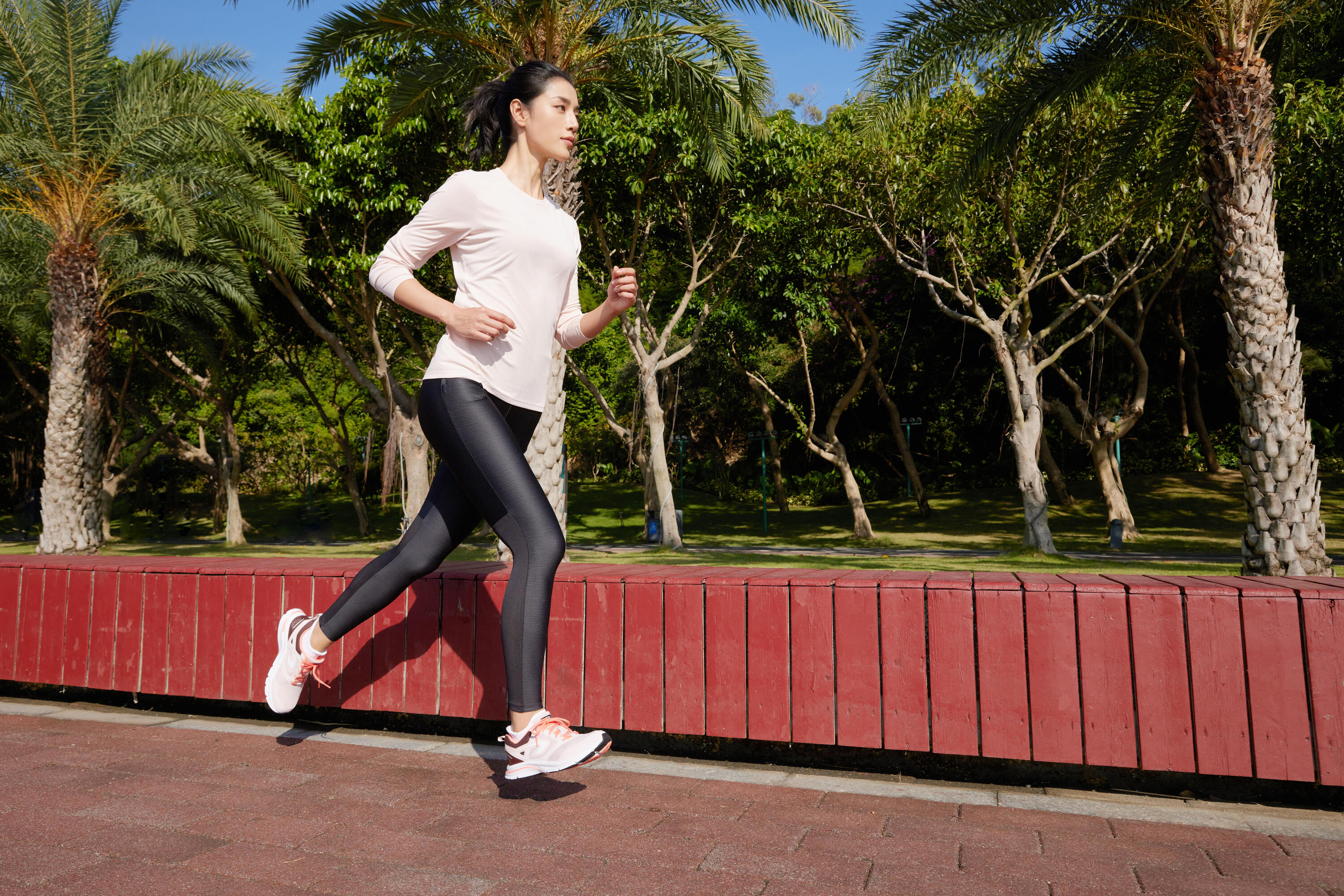 Playera de running de manga larga rosa para mujer Sun Protect 18/18