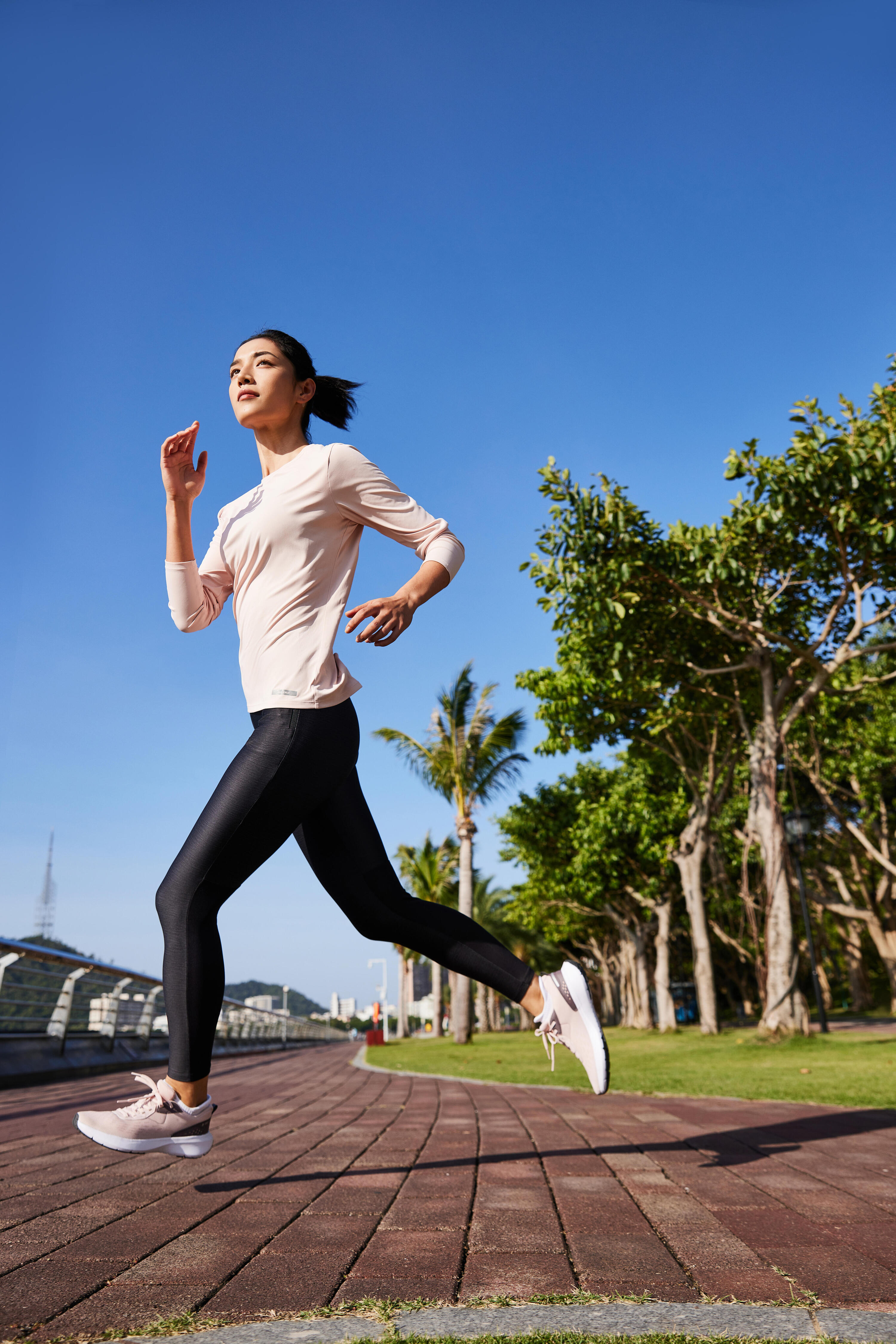 Playera de running de manga larga rosa para mujer Sun Protect 15/18