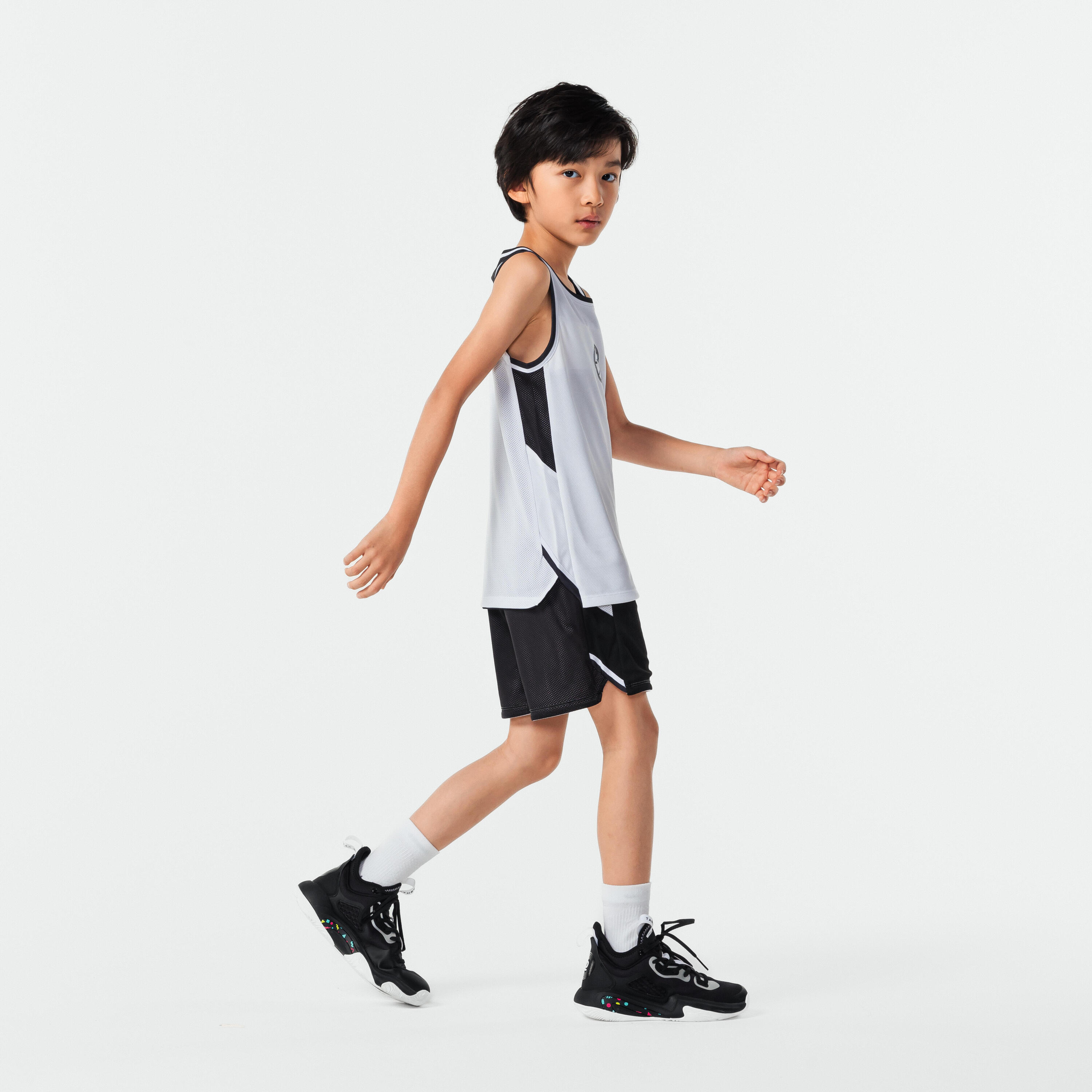 Gebraucht - Kinder Basketball Trikot ärmellos wendbar - T500R schwarz/weiß 7/7