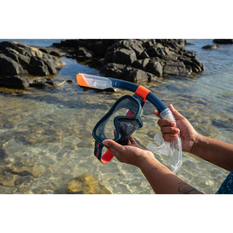 Masque de Snorkeling SNK 520 Adulte gris tempête, verre trempé.