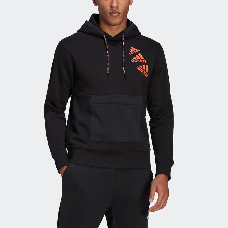 Sudadera Fitness Soft Training Adidas Brand Love Hombre Negro Capucha