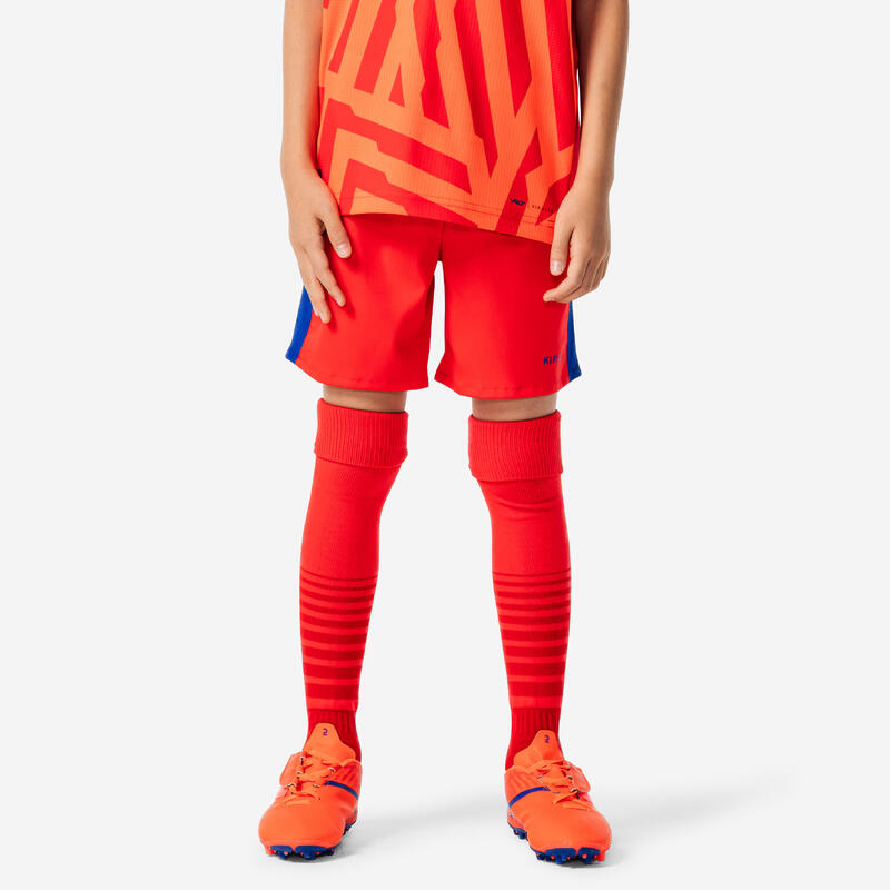 Voetbalshort voor kinderen Viralto Axton oranje/blauw