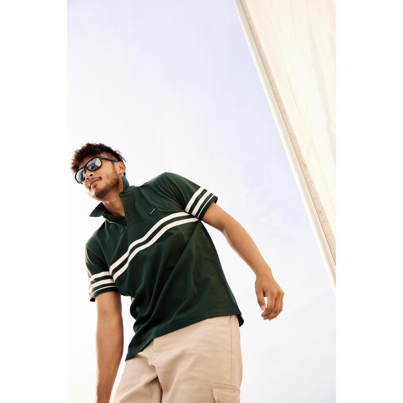 男款 Polo 衫 Sailing 100－綠色線條款