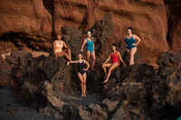 Women's one-piece Ines aquafitness swimsuit coral