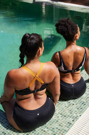 Women's Aquafit-Aquabiking Swimsuit Top Elea - Black Ochre
