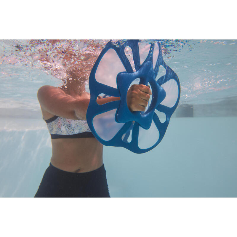 Činky na aqua gym a aqua fitness Pullpush Flower L bílo-modré