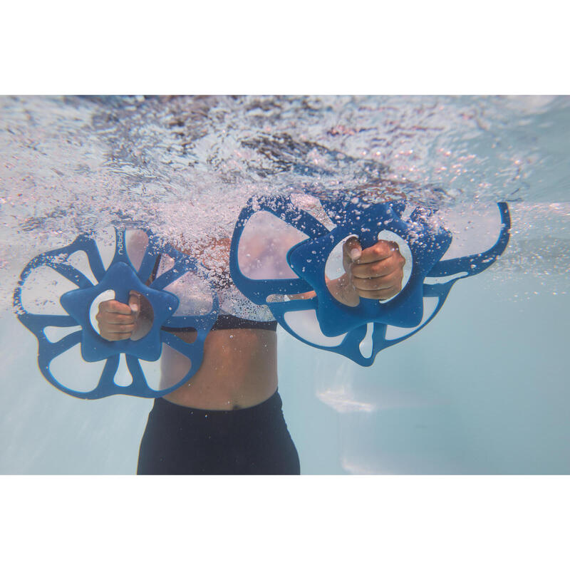 Aquagym Aquafitness-Hanteln Größe L - Pullpush Flower weiß/blau