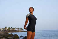 Women's short-sleeved top for Aquagym and Aquafitness black lia khaki